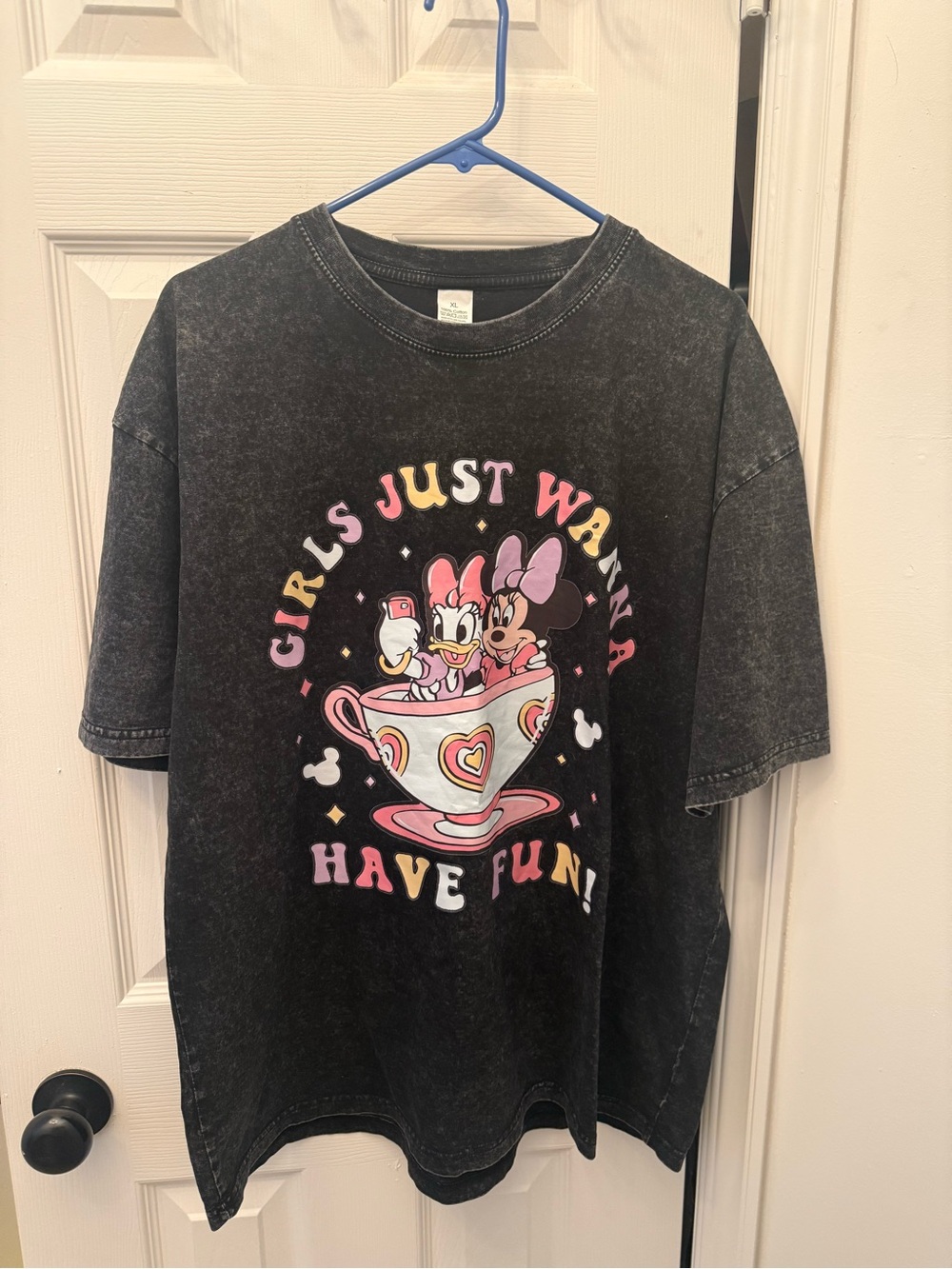 Girls Just Wanna Have Fun Black Disney Tee - Minnie & Daisy Graphic W XL NWT